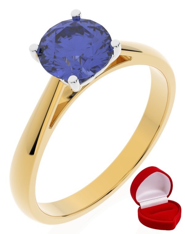 ZŁOTY PIERŚCIONEK ZARĘCZYNOWY 585 14k TANZANIT 1 ct + PUDEŁKO R14