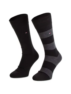 Tommy Hilfiger Zestaw 2 par wysokich skarpet unisex 342021001 Czarny - Skarpetki damskie - miniaturka - grafika 1