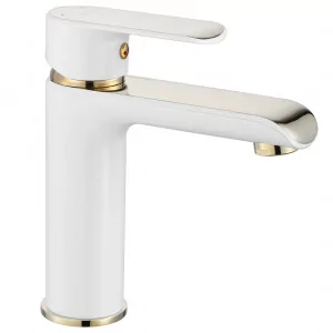 Rea B9919 Bloom White/Gold Bateria umywalkowa niska - Baterie umywalkowe - miniaturka - grafika 1