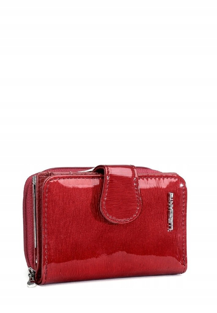 Portfel Damski Skóra Naturalna Lakierowany LUIGISANTO Czerwony Zgrabny