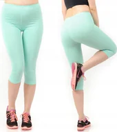 Legginsy - Legginsy damskie 3/4 krótkie Polskie bawełniane Getry Miętowe S - miniaturka - grafika 1