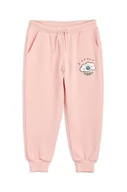 Spodnie i spodenki dla dziewczynek - Mini Rodini spodnie dresowe bawełniane dziecięce kolor różowy z aplikacją - miniaturka - grafika 1