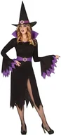 Sukienki - FIESTAS GUIRCA Kostium Mistycznej Czarownicy dla Kobiet - Zawiera Fioletowy i Czarny Kapelusz Czarownicy, Sukienka z Rozcięciem Nogi i Paskiem - Kostiumy na Halloween dla Kobiet Rozmiar S - miniaturka - grafika 1