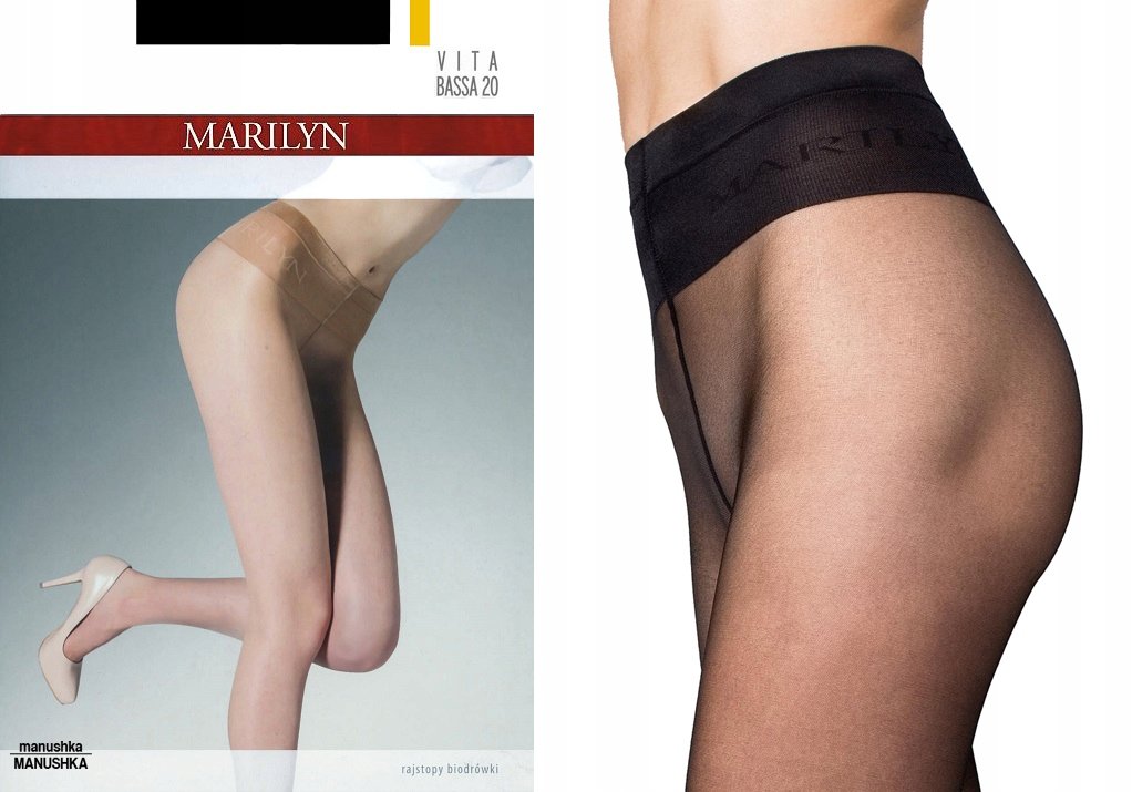 Marilyn Czarne Cienkie Rajstopy Biodrówki Z Lycry Vita Bassa 20 4/L