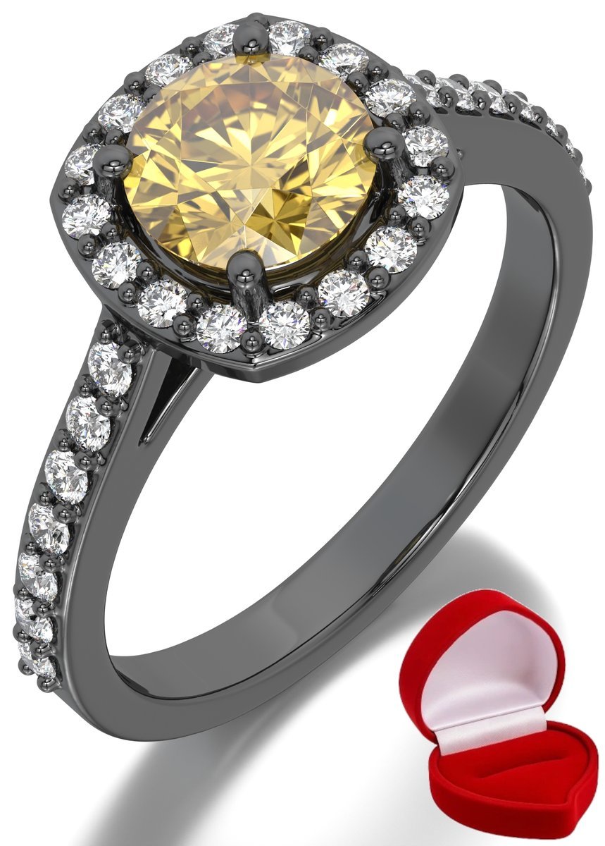 ZŁOTY PIERŚCIONEK ZARĘCZYNOWY 585 14k SZAFIR 1 ct CZARNE ZŁOTO R18