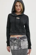 Koszulki i topy damskie - Diesel bluza bawełniana F-SLIMMY-HOOD-P5 SWEAT-SHIRT damska kolor czarny z kapturem wzorzysta A14492.0IPAC - miniaturka - grafika 1