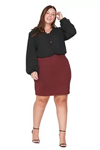 Trendyol Damska damska mini bodycone slim fit dzianina plus size spódnica, bordowa, 5XL, Burgund - Spódnice - miniaturka - grafika 1