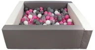 Suche baseny - Kwadratowy suchy basen z ekoskóry z 300 piłeczkami (biały, szary/biały, transparentny, pudrowy róż, szary) - miniaturka - grafika 1