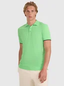 Koszulki męskie - 4F Koszulka polo regular męska - zielona M - miniaturka - grafika 1