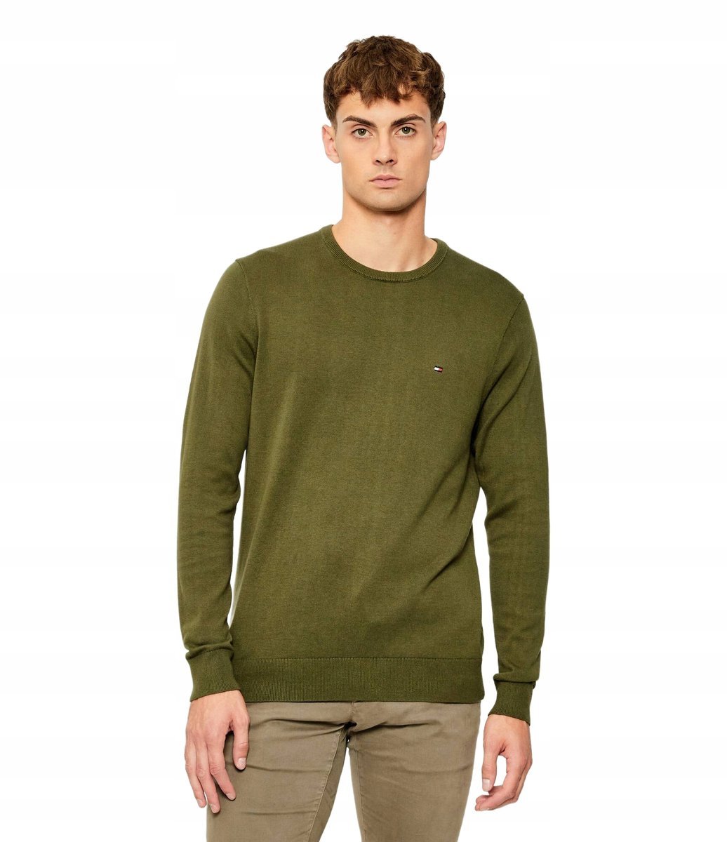 TOMMY HILFIGER SWETER MĘSKI Z BAWEŁNY KLASYCZNY ZIELONY XXL 17CA