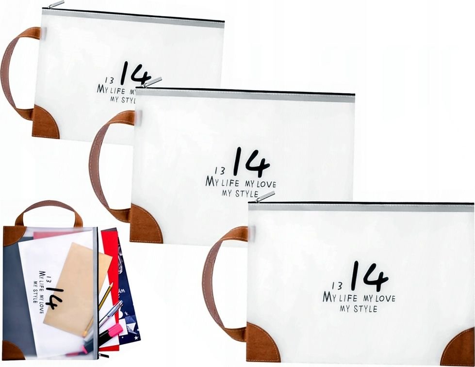 Elletro Eleganckie teczki na dokumenty, kopertowa, zamek Eko, A4, 3 Szt.