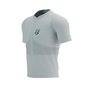 COMPRESSPORT Koszulka biegowa TRAIL HALF-ZIP FITTED SS TOP white - Koszulki sportowe męskie - miniaturka - grafika 1