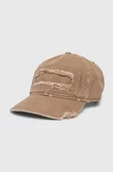 Czapki męskie - Diesel czapka z daszkiem bawełniana kolor brązowy z aplikacją - miniaturka - grafika 1