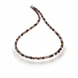 Naszyjnik Naturalny Kamień Turmalin Kolorowy fasetowany 4mm Srebro 925 43cm - Bransoletki - miniaturka - grafika 1