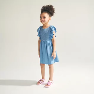 Sukienki i spódniczki dla dziewczynek - Reserved Sukienka z lyocellu - Niebieski - grafika 1