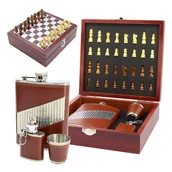 Gry planszowe - Szachy Drewniane Z Piersiówką Zestaw Prezentowy - miniaturka - grafika 1