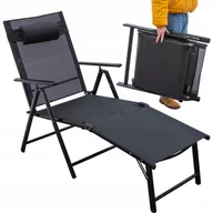 Leżaki ogrodowe - SKŁADANY LEŻAK OGRODOWY REGULOWANE OPARCIE NA NOGI ALUMINIUM FOTEL PLAŻOWY - miniaturka - grafika 1