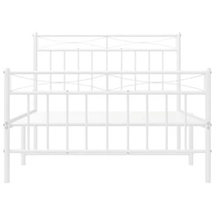 Metalowa rama łóżka z wezgłowiem i zanóżkiem, biała, 107x203 cm Lumarko! - Łóżka - miniaturka - grafika 4