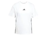Koszulki i topy damskie - adidas Damska koszulka bawełniana Essentials z 3 paskami L biały/czarny - miniaturka - grafika 1