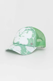 Czapki damskie - Roxy czapka z daszkiem kolor zielony wzorzysta ERJHA04268 - grafika 1