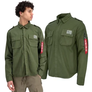 Koszula Alpha Industries Urban Military Shirt 138420 142 - Ciemnooliwkowa M - Odzież taktyczna i umundurowanie - miniaturka - grafika 1
