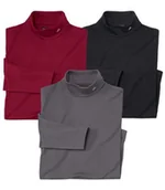 Swetry męskie - Zestaw 3 półgolfów Mountain Mężczyzna Atlas For Men - Kolor : Czarny - Rozmiar : 4XL - miniaturka - grafika 1