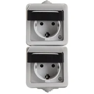 Gniazdka elektryczne - Kanlux Gniazdo podwójne Schuko z ochroną styków TEKNO Czarny 27134 - miniaturka - grafika 1