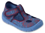 Kapcie damskie - Kapcie dziecięce chłopięce domowe na rzepy granatowe Befado 630P016-25 - miniaturka - grafika 1