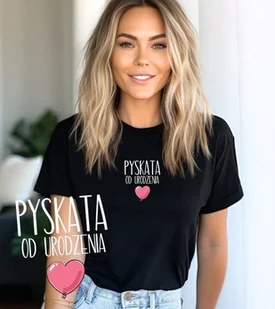 CZARNA KOSZULKA DAMSKA z nadrukiem - Koszulki i topy damskie CZARNA KOSZULKA DAMSKA z nadrukiem - Koszulki i topy damskie - miniaturka - grafika 1