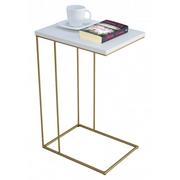 Ławy i stoliki kawowe - Stolik pomocniczy w stylu glamur biały + złoty - Texti 4X - miniaturka - grafika 1