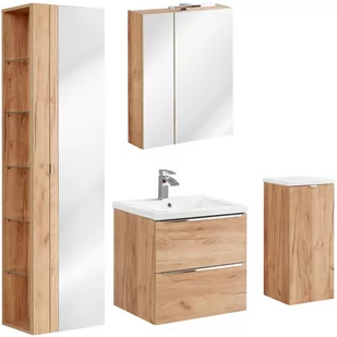 Zestaw Mebli do Łazienki Set 60 cm Capri Oak Comad Dąb Craft Złoty - Meble łazienkowe - miniaturka - grafika 1