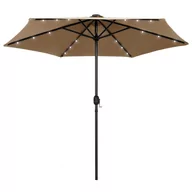 Parasole ogrodowe - vidaXL Parasol ogrodowy z LED i aluminiowym słupkiem, 270 cm, taupe vidaXL - miniaturka - grafika 1