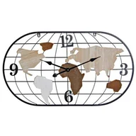 Zegary - Zegar Ścienny DKD Home Decor Brązowy Czarny Metal Drewno MDF Mapa Świata (80 x 4 x 46 cm) - miniaturka - grafika 1