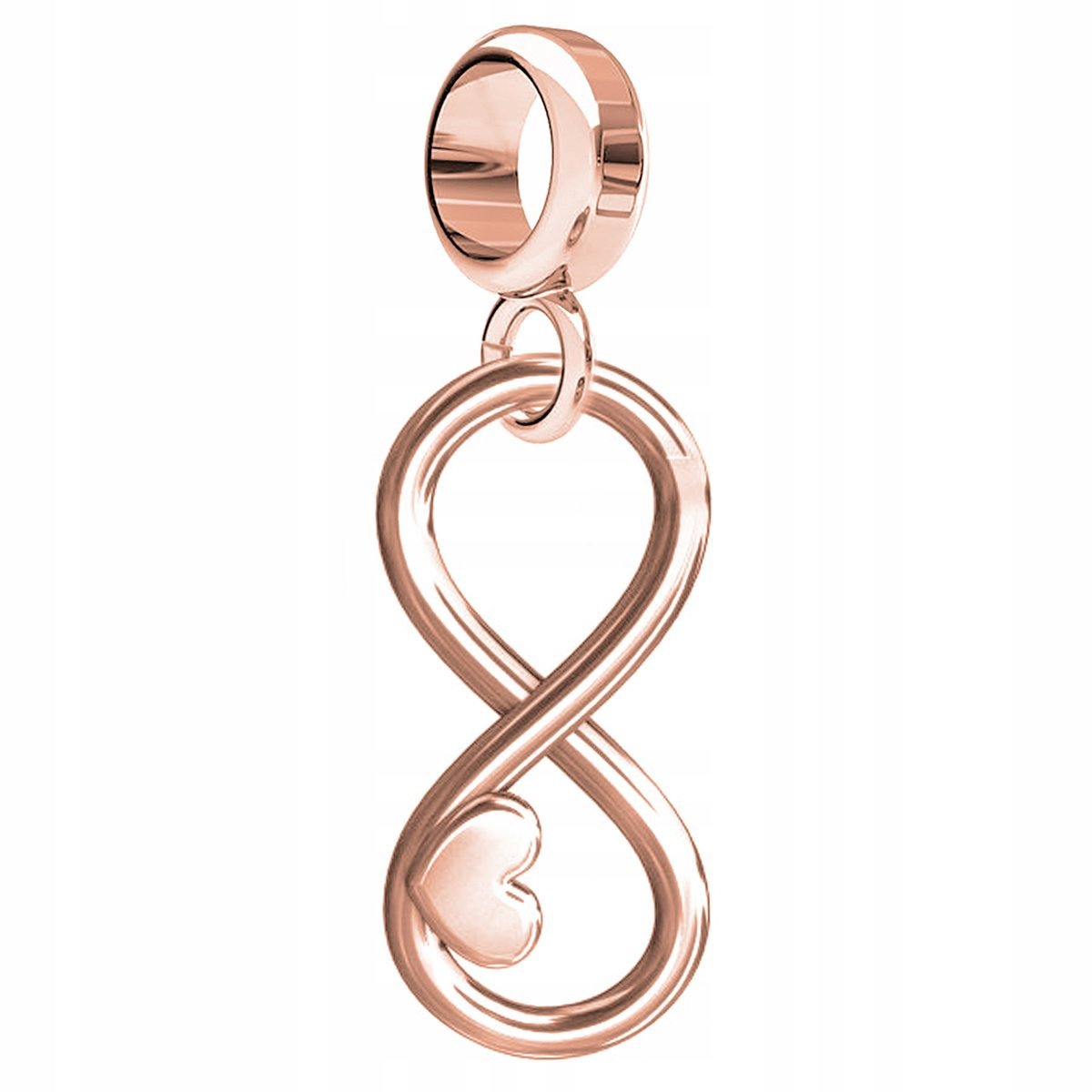 Charms Pozłacany z Nieskończonością Symbol Nieskończoność Serce SREBRO 925