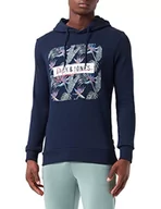 Bluzy męskie - Jack&JONES męska bluza z kapturem, granatowa, L - miniaturka - grafika 1