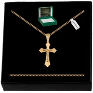 Biżuteria dla dzieci - ZŁOTY ŁAŃCUSZEK + KRZYŻYK 925 KOMUNIJNY + GRAWER - miniaturka - grafika 1