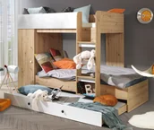 Łóżka dla dzieci i młodzieży - Łóżko piętrowe MINIO SMARTI 2 białe prawe - miniaturka - grafika 1