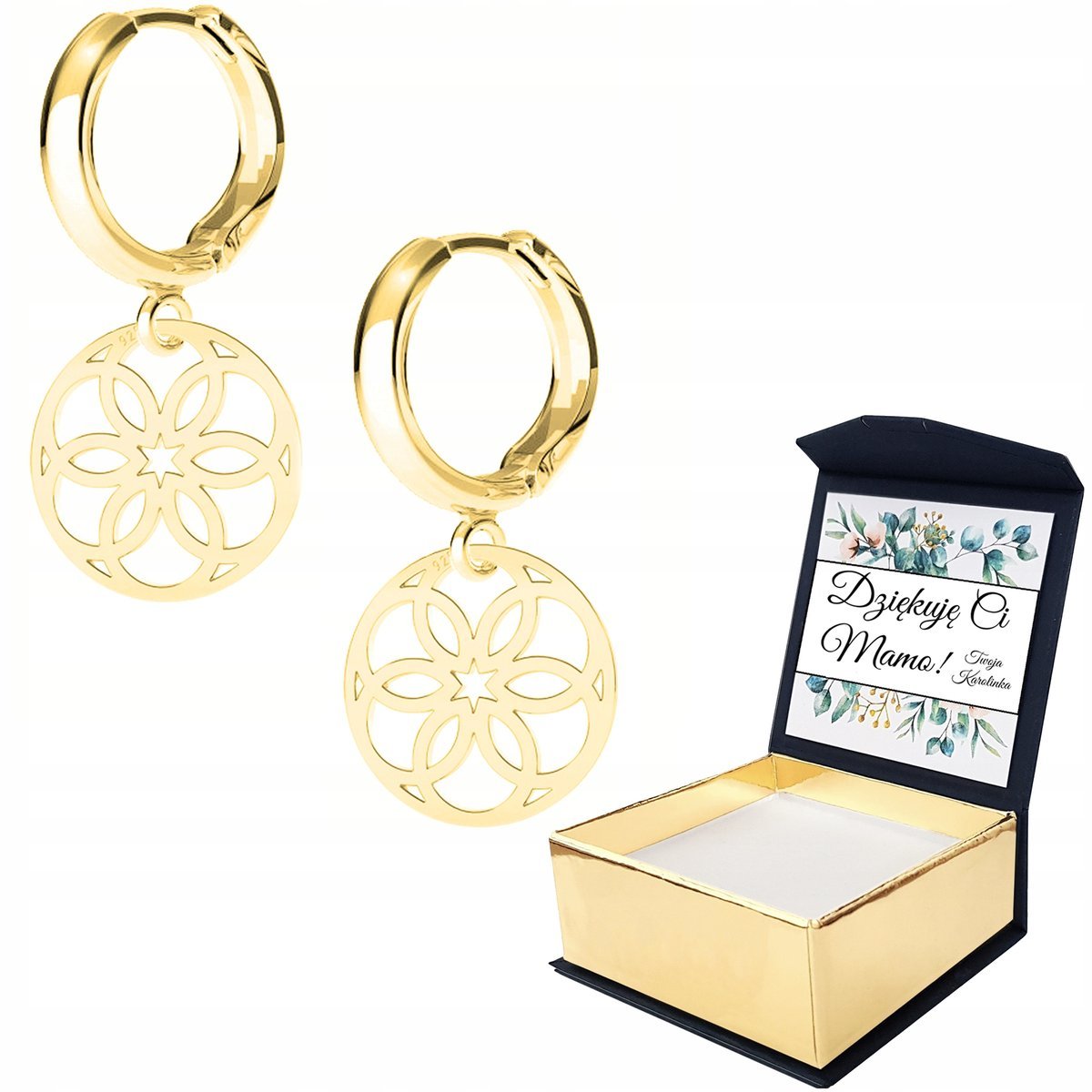 Kolczyki złote Rozeta Ażurowa 925 WŁASNY NADRUK