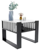 Ławy i stoliki kawowe - Kwadratowy stolik kawowy z lamelami czarny + biały W1-K20 - miniaturka - grafika 1