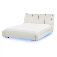 Łóżka - Beliani Łóżko wodne LED skórzane 140 x 200 cm białe NANTES - miniaturka - grafika 1