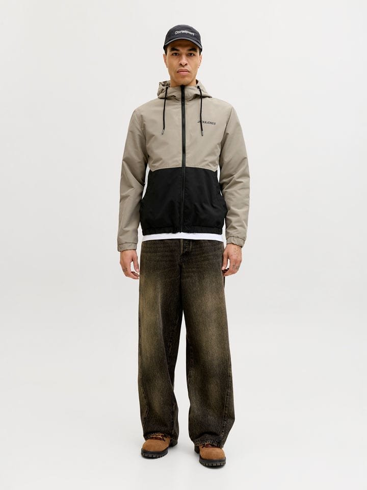 Jack & Jones Kurtka przejściowa w kolorze beżowo-czarnym