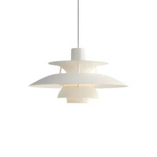 Elegancka wisząca lampa PH 5 Mini od Louis Poulsen z białym kloszem - Oprawy, klosze i abażury - miniaturka - grafika 1