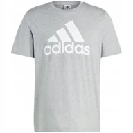 Koszulki męskie - Koszulka męska adidas Essentials Single Jersey 3-Stripes Tee szara IC9350 M - miniaturka - grafika 1