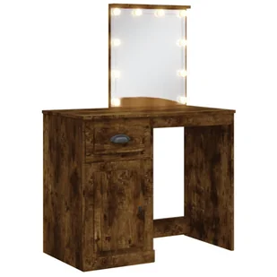 vidaXL Toaletka z oświetleniem LED dąb wędzony 90x42x132,5 cm - Toaletki - miniaturka - grafika 1