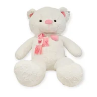 Maskotki i pluszaki - Wielki duży miś gigant BETI z sercem 160 cm Biały + różowe serce w szaliku - miniaturka - grafika 1