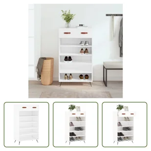 The Living Store Szafka na buty biała 60x35x105 cm Materiał drewnopochodny - Szafki na buty The Living Store Szafka na buty biała 60x35x105 cm Materiał drewnopochodny - Szafki na buty - miniaturka - grafika 1