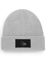 Czapki damskie - Czapka zimowa beanie wędkarska dla wędkarza na ryby na prezent "teal blue and silver" Szary - miniaturka - grafika 1