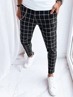 Spodnie męskie - Spodnie męskie casual w kratę czarne Dstreet UX4006-30 - miniaturka - grafika 1