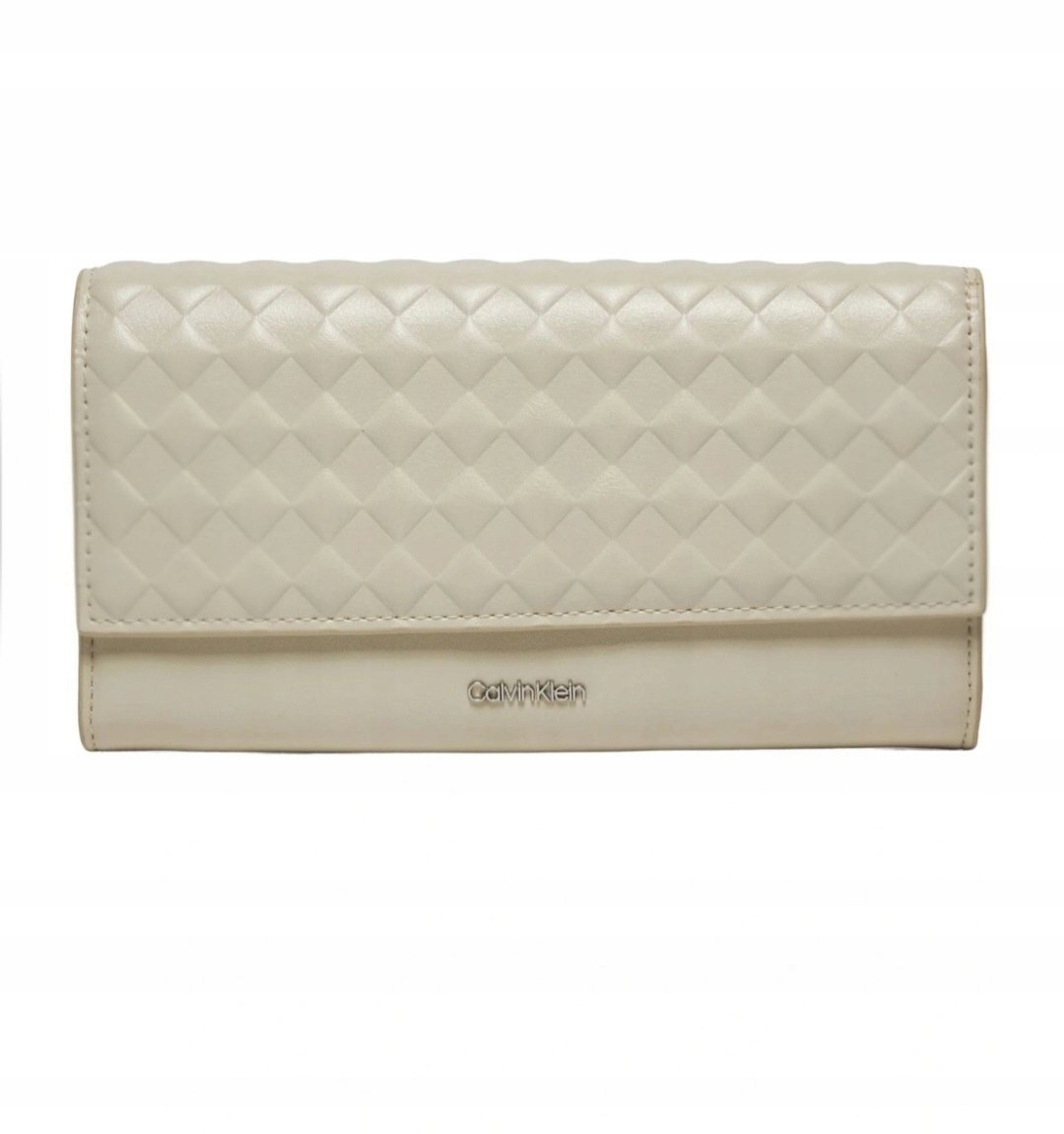 Calvin Klein portfel damski skóra ekologiczna beżowy prezent