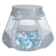 Namioty i tipi dla dzieci - Selonis, namiot zamek z piłeczkami 6cm szary: szary-biały-transparent-babyblue 105x90cm/600piłek - miniaturka - grafika 1